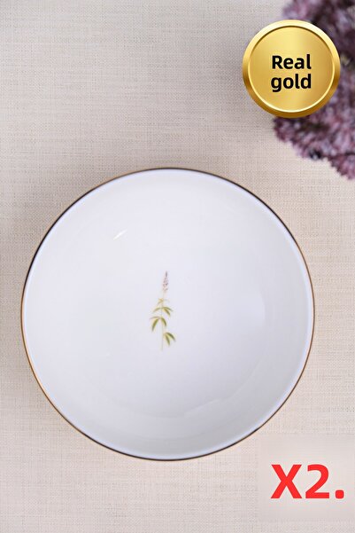 tabakevi Tabak Evi Porcelain Natura Cluster Gold Gilded Bowl 13.50cm 2 Pcs