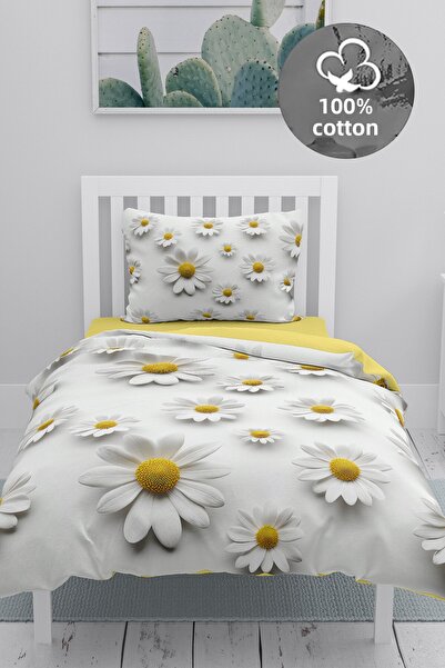 MonoHome 100% Cotton Ranforce Çeyizlik Luxury 5D Digital Single Duvet Cover S...
