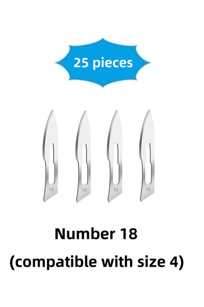 QBR Home Pack of 25 Number 18 Wooden Sculpture Carving Art Replacement Blade. Plug-In Type (Compatible with Size 4 Shaft)