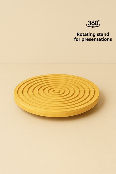 ERKUGO Bamboo Decorative Round Presentation Plate, 360 Degree Rotatable Serving Plate, (28 X 28 cm)