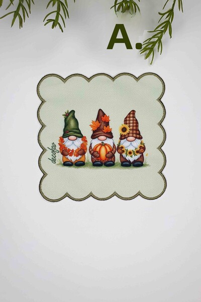 decofav Autumn Gnomes Embroidered Decorative Patch – Autumn Themed Embroidered Cocktail Napkin 1 Piece