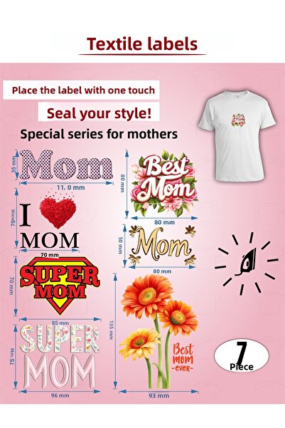 AGG Reklam Iron-On Clothing Labels Special Series for Mothers Set of 7