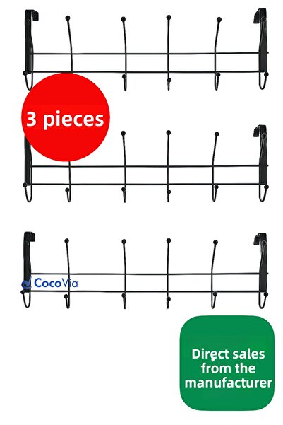 CocoVia 3 Pcs Luxury Metal Over-The-Door Hanger with 12 Hooks Bathroom Hanger Wall Hanger Clothes Garment Rack