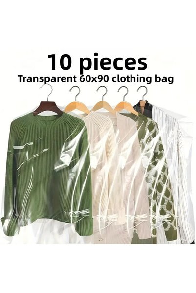 JokeyAmbalaj Wardrobe Interior Hanging Rack with Slots 60X90Cm Dry Cleaning - Transparent Storage Nylon for Inside the Wardrobe (10Pcs)