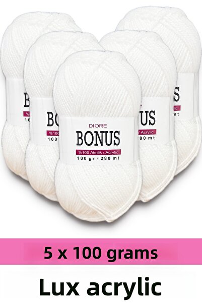 BONUS 5 x 100 γραμμάρια Κλασικό Πολυτελές Ακρυλικό Νήματα 801