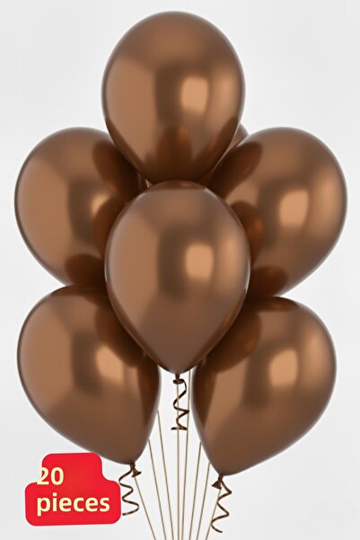 Baloncu Nene 20Pcs Metallic Brown Shiny Balloon Birthday Celebration Ornament and Material