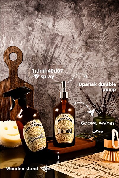 TheBRo مجموعة صابون منظف الأطباق ومنظف المطبخ سعة 500 مل من سلسلة إيليت مع حا...