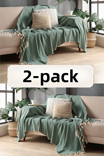 Miracolo Home Green Cotton Decorative Sofa Cover Set 170X230 Size Optimal Ant...