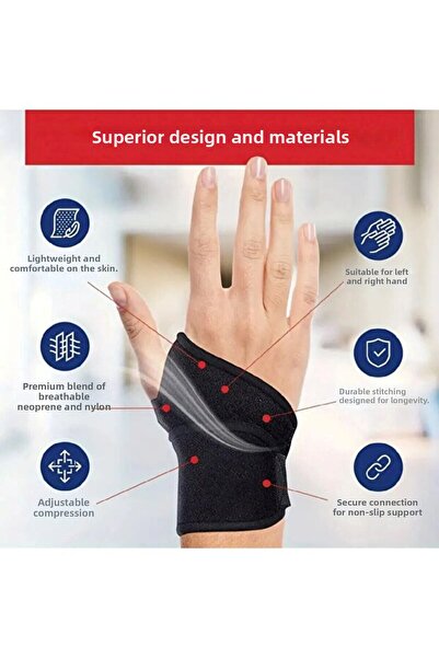 Eco Lounge Adjustable Support Hand Brace - Right & Left Hand Compatible, Suitable for Sports and Daily Use