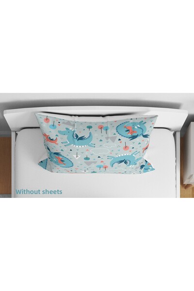 Erays Home Dinosaur Themed 3D Digital Printed Single Size Sheetless Children's Duvet Cover Set Sleeping Set