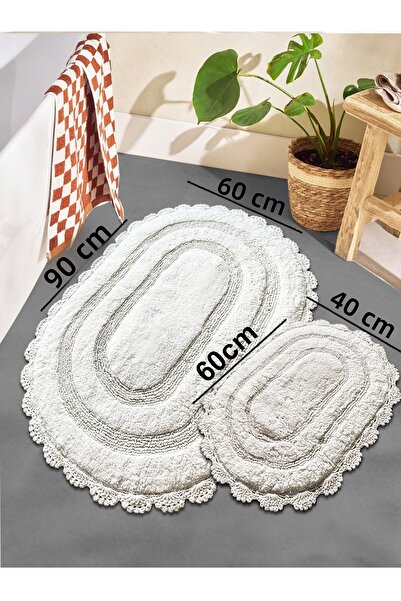 Chilai Home Monre Ecru 2-Piece 100% Cotton Bath Mat Set