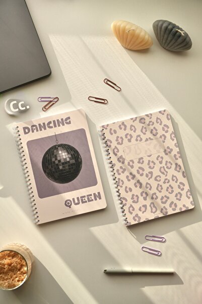 Mirya Notes A5 Spiral School Notebook Checkered Set of 2 80 Sheets Leopard-Disco