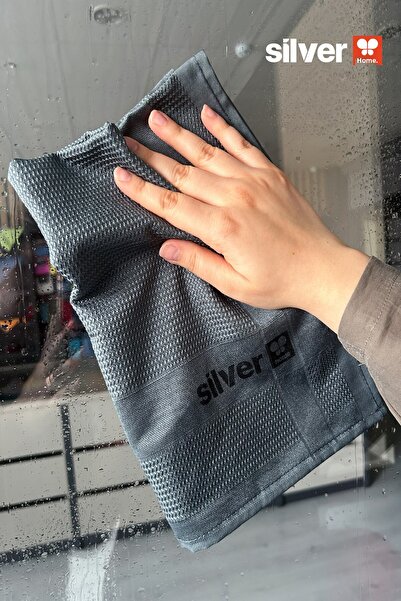 SİLVER HOME 200 Gsm 4-Pack 40×60 Decorative Glass Cloth - 2 Anthracite 2 Petrol Blue