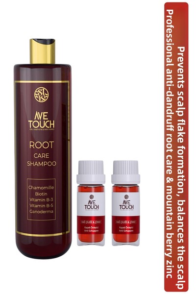 AVE TOUCH شامبو العناية بالجذور + مجموعة إكسير الزنك المضاد للقشرة والفراولة الجبلية من Ave Touch