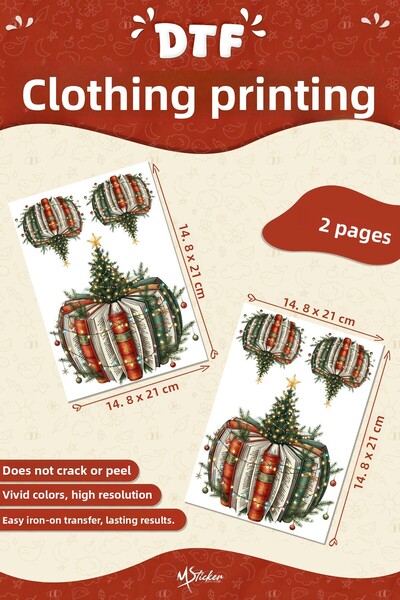 MSticker Imprimare textilă personalizată cu tematică de ornamente de Anul Nou, care poate fi imprimată pe țesături, imprimare DTF textilă cu lipire prin călcat.
