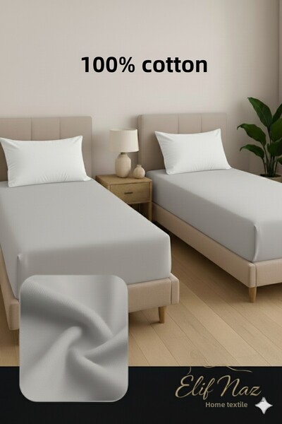 Elifnaz home tekstil ملاءة سرير فردية مطاطية 100% قطن (بدون وسادة)