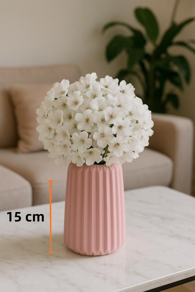 MİREVA Vază decorativă mare modernă – Alb, Gri, Roz, Verde, Design Vertical cu dungi