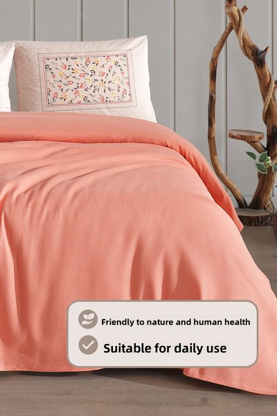 Elart Angel Pike Double Size 100% Cotton (200X220 cm) Salmon