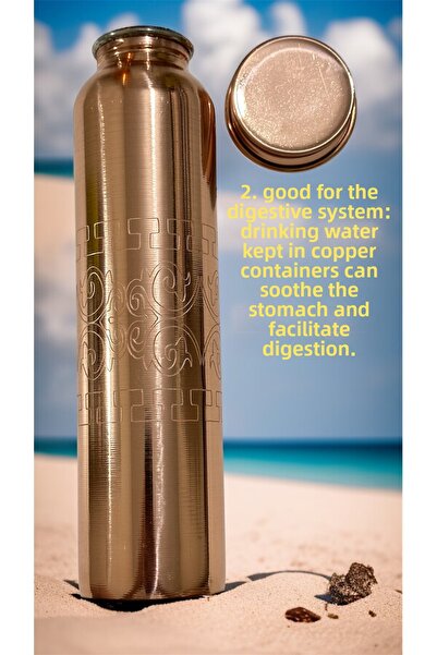 gulflower nude 100% Copper Water Bottle Handmade Natural Very Useful for Health Copper Water Flask Copper Thermos Water Bottle