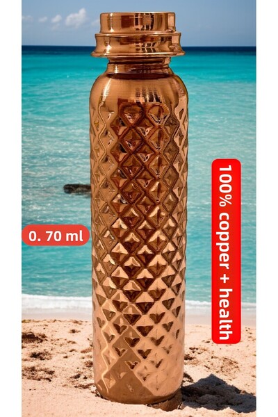 gulflower nude 100% Copper Handmade Water Flask 700 ml Very Useful for Health...
