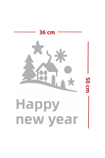 MIGNATIS Happy New Year Winter Fairy Tale Window Glass Sticker – New Year Decor with Pine Trees