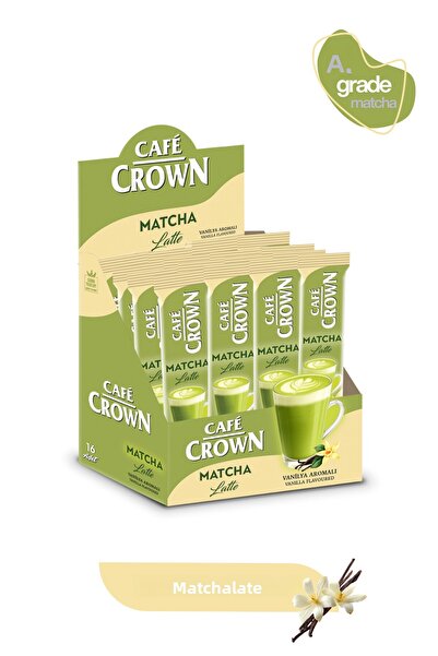 Cafe Crown ماتشا لاتيه بنكهة الفانيليا 8 جرام × 16 قطعة (ماتشا تقليدية فاخرة ...