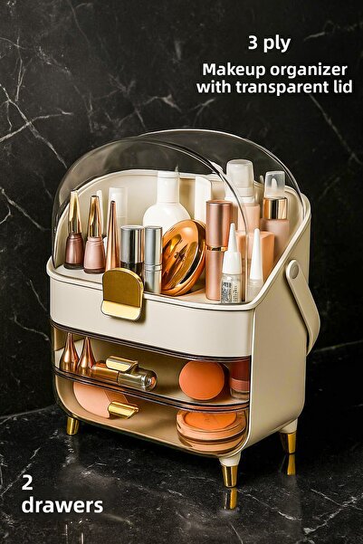 Porsima Ak-865 Multi-Purpose Organizer 3 Layers 2 Drawers Cosmetic Product Perfume Cream Jewelry Makeup Organizer