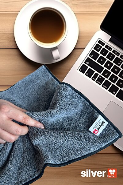 SİLVER HOME Overlocked Microfiber Super Absorbent 2-Piece Towel Cleaning Cloth - Anthracite