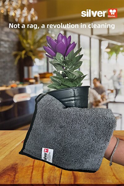 SİLVER HOME Overlocked Microfiber Super Absorbent 2-Piece Towel Cleaning Cloth - Anthracite