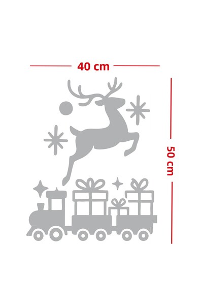 MIGNATIS Glass Sticker with Deer and New Year Train Design - New Year Window Display Decor