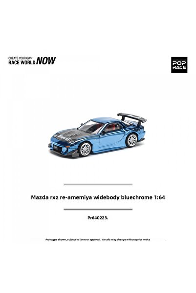 pop race 1 /64 Mazda Rx7 Re-Amemiya Widebody Blue Chrome