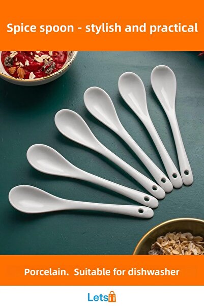 Letsii ملعقة توابل من البورسلين متينة ومريحة 1 قطعة