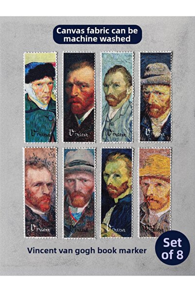 pamukcanta علامة كتاب من قماش الفينسنت فان جوخ (8 قطع) قابلة للغسل