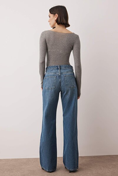 Trendyol Collection Blue*001 Regular Waist Wide Leg Wide Leg Jeans Twoaw26Je00078