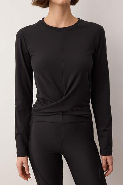 Trendyol Collection Black Micro Sport Knitted Top/Blouse Thmaw26Bz00006