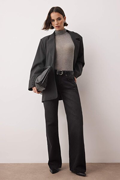 Trendyol Collection Black Low Waist Wide Leg Wide Leg Jeans Twoaw26Je00075