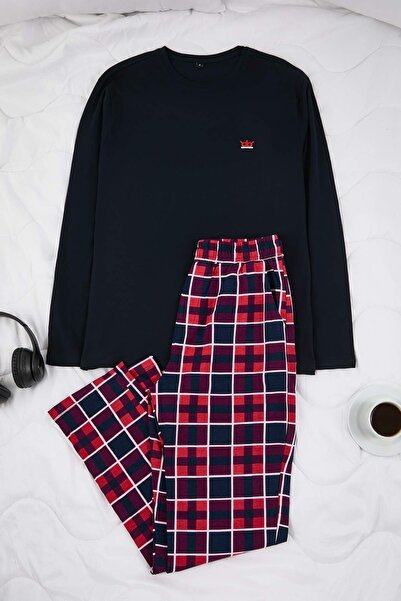 Trendyol Collection Синій*001 Звичайний картатий / клітинка Домашній одяг Піжама TMNAW26PT00055