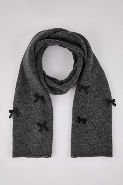 Trendyol Collection Soft Textured Ribbon Detailed 2-Piece Knitwear Scarf-Beret Set Twoaw26At00000