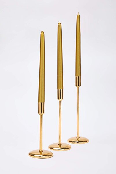 TRENDYOLMİLLA HOME 3-Piece Gold Metal Candlestick Tphaw26Sm00001