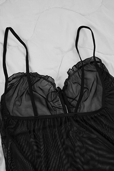 Trendyol Collection Μαύρο τούλι ίσιο Babydoll THMAW26LL00019