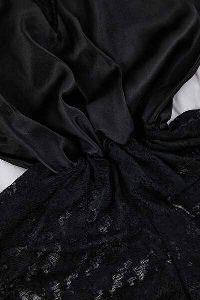 Trendyol Collection Μαύρο σατέν ίσιο Babydoll THMAW26LL00020