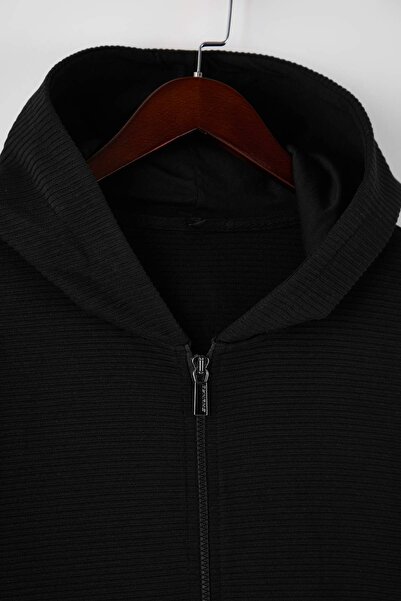 Trendyol Collection Чорний Regular/Normal Крій Світшот з капюшоном на блискавці TMNAW26SW00067