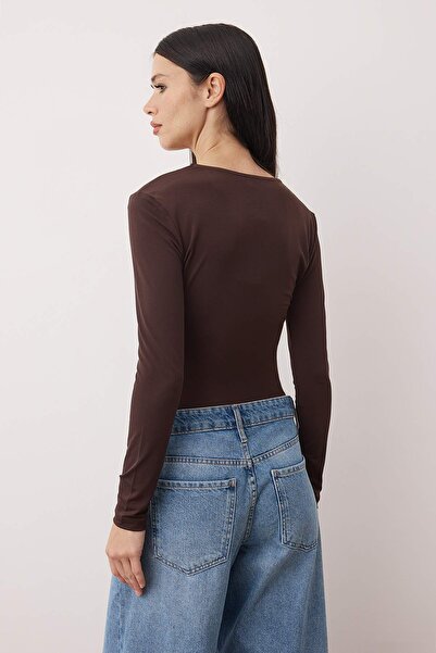 Trendyol Collection Brown Knitted Lace Collar Detailed Body Tpraw25Bd00007