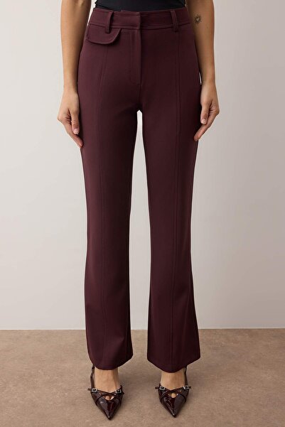 Trendyol Collection Plum Woven Fabric Flared Trousers Twoaw26Pl00143