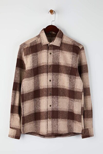 Trendyol Collection Кафява мъжка риза TMNAW26GO00037