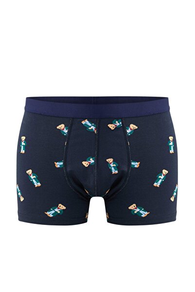 Trendyol Collection Πολύχρωμο πακέτο 3 τεμαχίων με στάμπα αρκούδας-απλό ελαστικό βαμβακερό μπόξερ TMNSS25BX00008