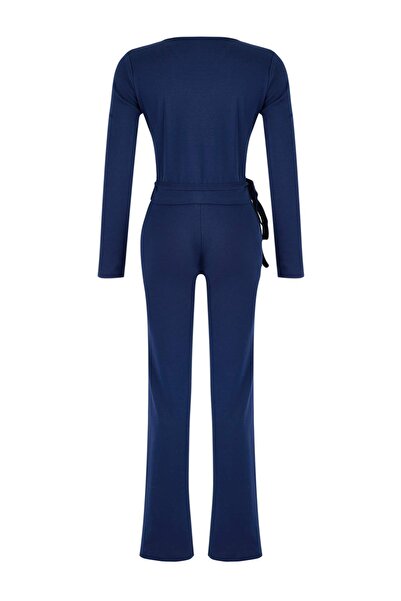 Trendyol Collection Navy Blue Double Breasted Closure Bodycon Long Sleeve Stretchy Knitted Bottom-Top Set Twoaw26Au00029