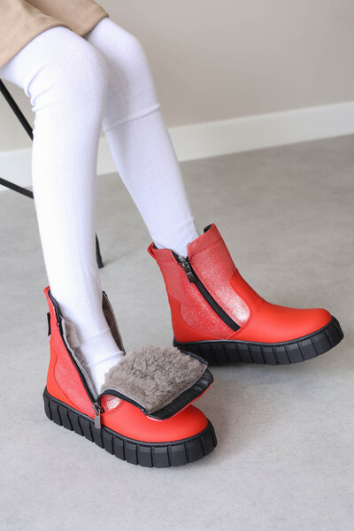 FAST STEP Hakiki Deri Kürklü Unisex Çocuk Klasik Bot 769KXA125