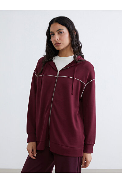 LC Waikiki Vizyon New Season με κουκούλα oversized Γυναικείο φούτερ με φερμουάρ