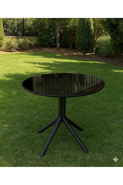 ZİYNET HOME Yuvarlak Camlı Masa Maria Rattan Bahçe Balkon Teras Masası (SADECE CAMLI MASA)